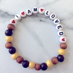 New Bracelet Handmade Mindfulness Natural Wooden Bead Message Loved Gift Boho